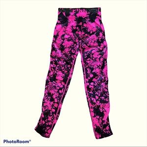 VICTORIA’S SECRET PINK Sexy Ultimate Pink & Black Tie Dyed Leggings Sz M